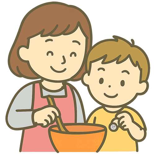 協力しているイラスト